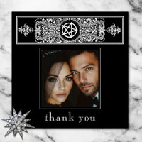Gothic Pentagram Star Black White Wedding Photo