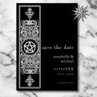Gothic Pentagram Star Black White Wedding
