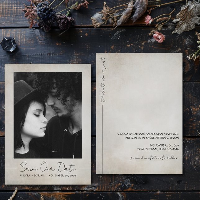Gothic Photo Wedding Save the Date Invitation (Creator Uploaded)