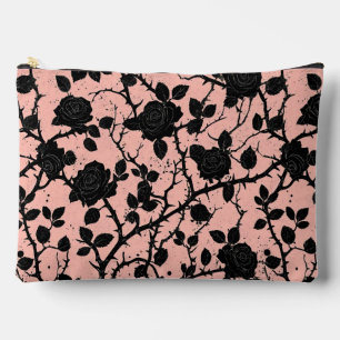 Gothic Pink and black Cemetery roses Accessory Pouch