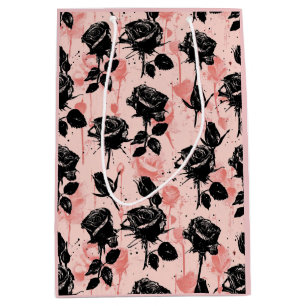 Gothic Pink and black Cemetery roses Medium Gift Bag