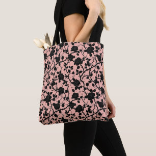 Gothic Pink and black Cemetery roses  Tote Bag