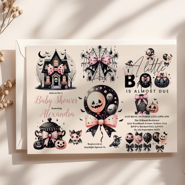Gothic Pink Halloween Baby Shower Invitation (Creator Uploaded)