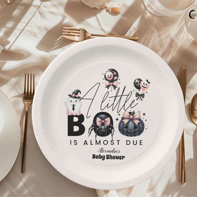 Gothic Pink Halloween Baby Shower Paper Plate (Creator Uploaded)