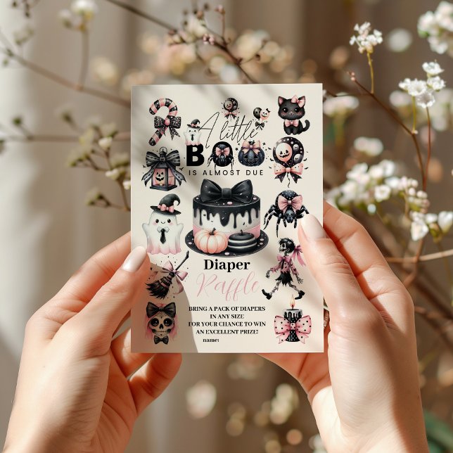 Gothic Pink Halloween Baby Shower Raffle Diapper Enclosure Card (Creator Uploaded)