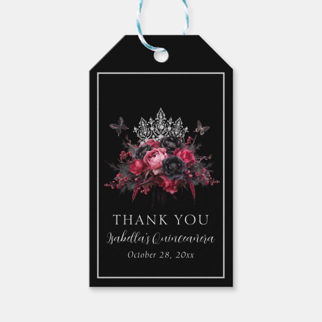 Gothic Pink Red & Black Moody Gift Tag (Front)