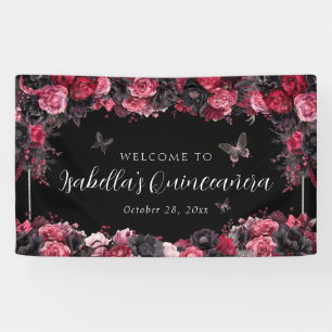 Gothic Pink Red & Black Moody Quinceañera Banner