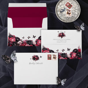 Gothic Pink Red & Black Moody Quinceañera Envelope