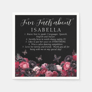 Gothic Pink Red & Black Moody Quinceañera Fun Fact Napkin