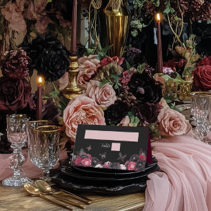 Gothic Pink Red & Black Moody Quinceañera Place Card