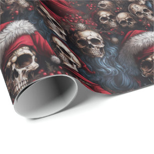 Gothic Pirate Santa Skulls Menacing Christmas Wrapping Paper
