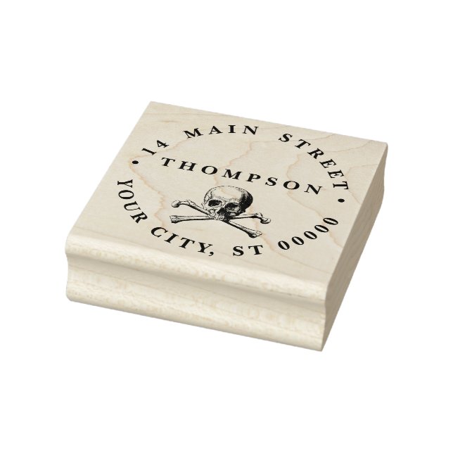 Gothic Pirate Skull Crossbones Name Return Address Rubber Stamp (Stamp)