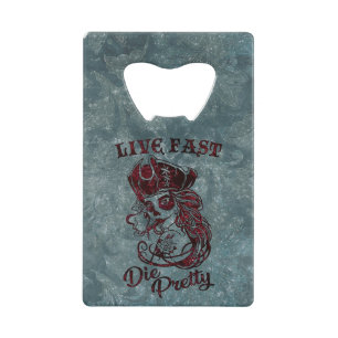 Gothic Pirate Skull Woman Live Fast Die Pretty