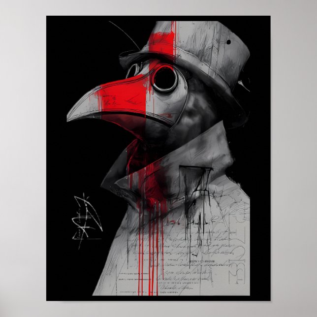 Gothic Plague Doctor Trash Polka Poster (Front)