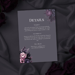 Gothic Plum Floral Wedding Details Card