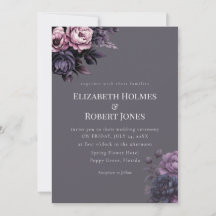 Gothic Plum Floral Wedding Invitation