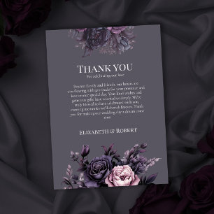 Gothic Plum Floral Wedding Thank You Card