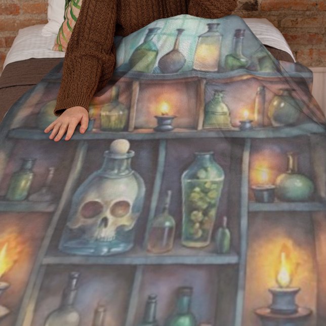 Gothic Potion Bottles – Dark Apothecary Fleece Blanket (Creator Uploaded)