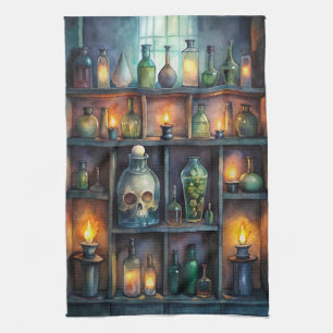 Gothic Potion Bottles – Dark Fantasy Witchy Tea Towel
