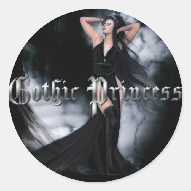 Gothic Princess Classic Round Sticker (Front)