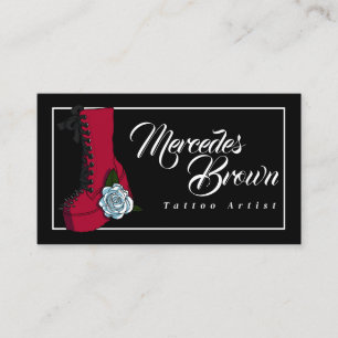 Gothic Punk Boot Rose Black Tattoo Artist Business Card