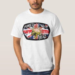 Gothic Punks Not Dead with Skull and Union Jack T-Shirt