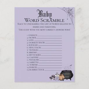 Gothic Purple Baby Word Scramble Baby Shower Game
