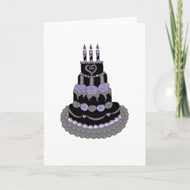 Gothic Purple Birthday Cake Card (Front)