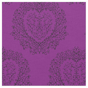Gothic Purple Black Heart Fabric