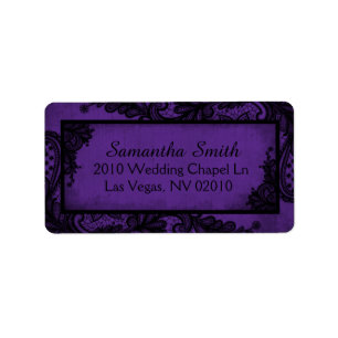 Gothic Purple Black Lace Grunge Wedding Labels