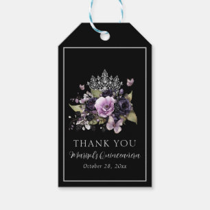 Gothic Purple & Black Moody Florals Quinceañera Gift Tags