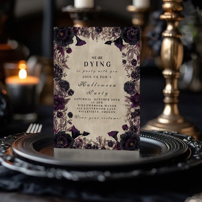 Gothic Purple Bloom Halloween Party Invitation (Creator Uploaded)
