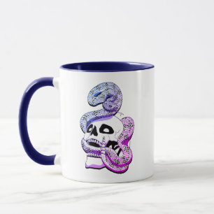 Gothic Purple & Blue Snake and Skull Dark Art Mug