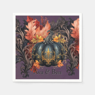 Gothic Purple Fairytale Pumpkin Fall Wedding Napkin