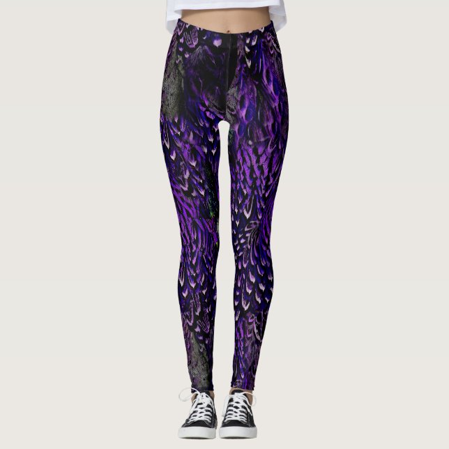Gothic Purple Feather leggings (Front)