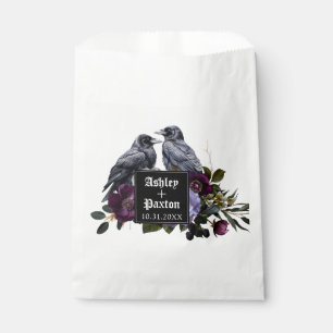 Gothic Purple Floral Bouquet with Ravens Favour Bag