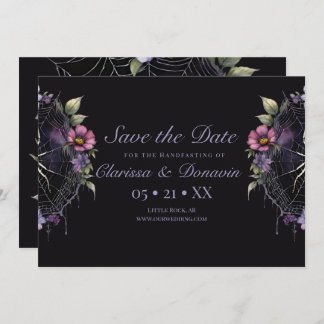 Gothic Purple Floral Spider Web Handfasting Save The Date