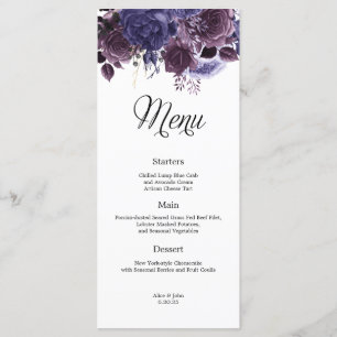 Gothic Purple Floral Wedding Menu