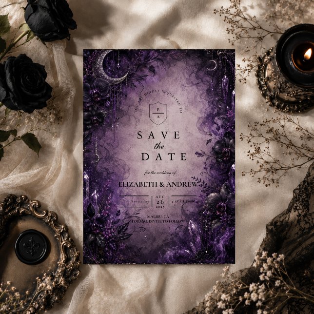 Gothic Purple Goth Wedding Save The Date (Creator Uploaded)