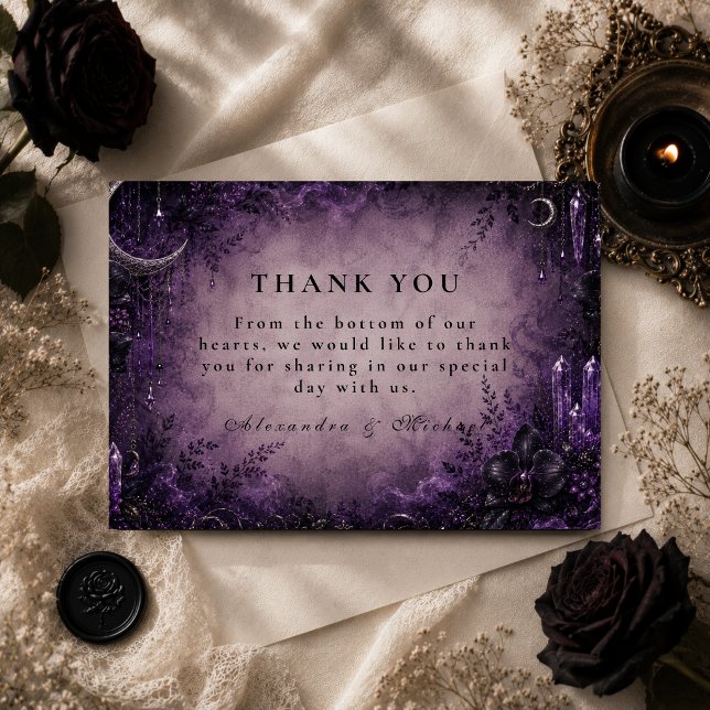 Gothic Purple Goth Wedding Thank You Card (Creator Uploaded)