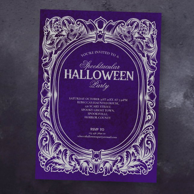 Gothic Purple Halloween Party Invitation (Creator Uploaded)