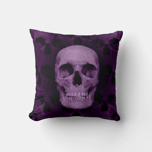 Gothic purple Halloween skull design Cushion (Front)