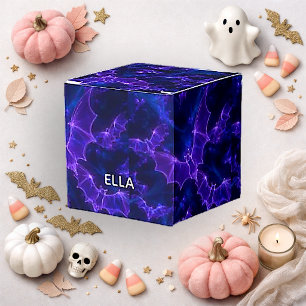 Gothic Purple Neon Bat Pattern Halloween Favour Box