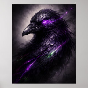Gothic Purple Raven Wall Art