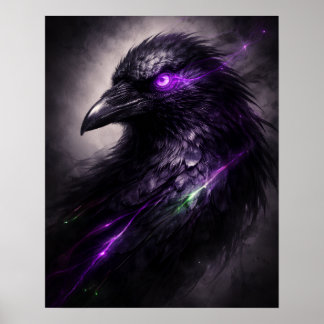 Gothic Purple Raven Wall Art