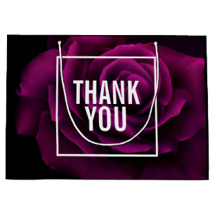Gothic Purple-Red Rose Flower Thank You Large Gift Bag