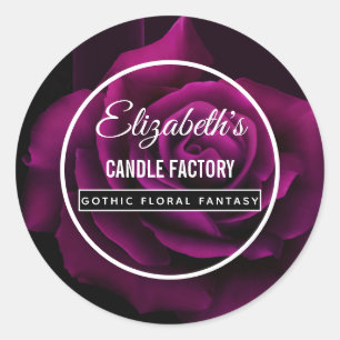 Gothic Purple Rose Candle / Soap Scent Classic Round Sticker