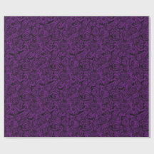 Gothic Purple Roses Bats Damask Floral Pattern