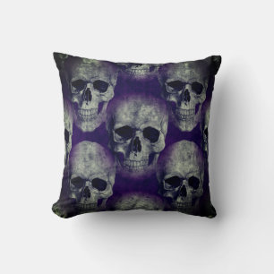 Gothic Purple Skull Cushion