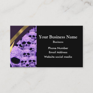 Gothic purple skull pattern business card